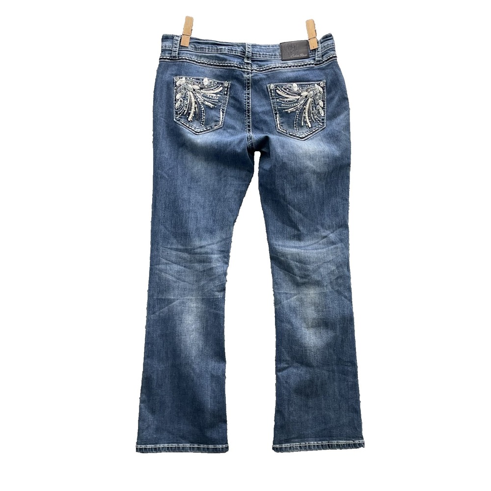 Cedar Rose Jean Women 32x28* Sequin Bootcut LowRise Moto Y2K Rodeo Western Rodeo